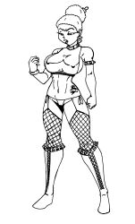 absurdres breasts bumblebee_(teen_titans) collar crazycowproductions dc_comics fishnets greyscale large_breasts monochrome punk super_hero teen_titans thugification