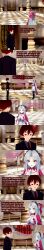  absurdres blue_eyes carlotta_(wuthering_waves) clothed dialogue english_text femsub green_eyes long_hair maledom red_hair short_hair split_personality text white_hair wuthering_waves zenin1 