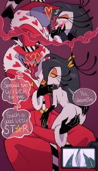 before_and_after camera comic dialogue drool english_text exhibitionism expressionless femsub hazbin_hotel hypnotic_smoke maledom pussy_juice resisting sharp_teeth sludgebin valentino