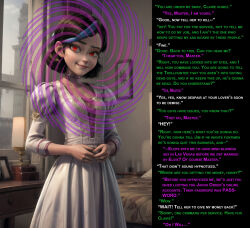 ai_art caption claire_nunez dress femsub gregory_michelson_(generator) humor small_breasts smile tagme text trollhunters