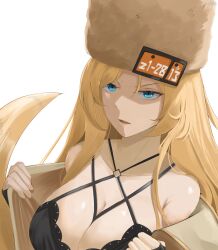  angry blonde_hair breasts eroborne guilty_gear hat long_hair looking_at_viewer millia_rage undressing very_long_hair 