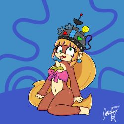  animated animated_gif barefoot blonde_hair bottomless breasts dixie_kong donkey_kong_(series) feet female_only femsub furry happy_trance helmet hypnotic_accessory long_hair monkey_girl nintendo open_mouth shyker simple_background smile soropin tech_control unfocused_eyes 