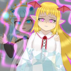  blonde_hair blue_hair corruption cygames enemy_conversion femsub granblue_fantasy lily_(granblue_fantasy) nasicampur32 text vania_(granblue_fantasy) 