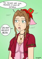 aerith_gainsborough alien dialogue drool empty_eyes final_fantasy final_fantasy_vii octopus parasite rosera shrunken_irises square_enix tears