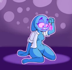 blue_hair bottomless cat_girl crystal dazed dr._chaos drool female_only femsub furry glowing glowing_eyes kneeling nicole_watterson open_clothes open_mouth pendulum self_hypnosis the_amazing_world_of_gumball