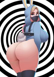  absurdres animated animated_gif ass ass_focus blonde_hair blue_eyes brain_drain breasts bunny_ears bunny_girl face_mask female_only femdom fortnite hoodie huge_ass huge_breasts hypnotic_ass jacket large_ass large_breasts light_skin looking_at_viewer mask multicolored_hair penny_(fortnite) postblue98 pov pov_sub sideboob solo spiral spiral_background tagme thick_thighs thighhighs thighs 