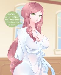  dialogue green_eyes hahari_hanazono large_breasts long_hair missmilkou pink_hair text the_100_girlfriends_who_really,_really,_really,_really,_really_love_you 