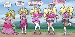 bimbofication blonde_hair brain_drain breast_expansion comic large_breasts mr-dna original princess_caelia_(kachopper9) transformation