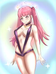 absurdres breasts cleavage drool female_only femsub fire_emblem fire_emblem_three_houses happy_trance hilda_valentine_goneril large_breasts long_hair nintendo pink_hair sling_bikini smeef smile twintails