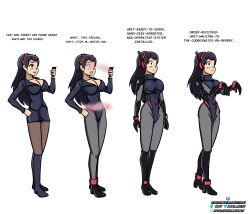 breasts comic empty_eyes expressionless femsub gloves idpet opera_gloves robotization tech_control text transformation