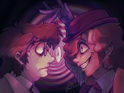 evil_smile fiddleford_mcgucket gravity_falls male_only maledom malesub mrbeother pendulum pyramid_steve scared spiral_background