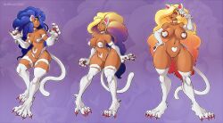  animal_ears ass_expansion before_and_after bimbofication blonde_hair blue_hair breast_expansion cat_ears cat_tail darkstalkers felicia_(darkstalkers) female_only femsub ourflatcoat transformation 