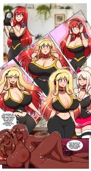 bimbofication blonde_hair breast_expansion female_only femdom femsub fingering hair_color_change headphones heterochromia hypnotic_audio luxy_(thegxjudgement) nude original red_hair sex text thegxjudgement yuri