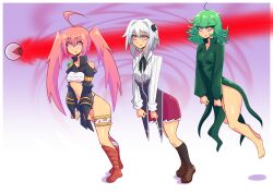  absurdres ahoge barefoot dazed female_only femsub floating green_hair high_school_dxd hypnotic_orb konaloid koneko_toujou long_hair midriff milim_nava multiple_girls multiple_subs one_punch_man open_mouth petite pink_hair short_hair small_breasts spiral_eyes symbol_in_eyes tatsumaki_(one_punch_man) that_time_i_got_reincarnated_as_a_slime twintails white_hair 