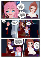 clothed comic crystal_(zko) femdom femsub green_eyes maledom mrs._erickson_(zko) open_clothes pink_hair pocket_watch ponytail rollb spiral_eyes text zko zombie_walk