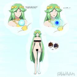  absurdres breasts censored comic dark_pit dialogue drool empty_eyes expressionless eye_roll femsub glowing glowing_eyes goddess green_hair kid_icarus nintendo palutena pit text violetaz 