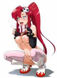  bottomless breasts female_only gloves gurren_lagann hair_ornament happy_trance hypnoname_(manipper) long_hair manip open_mouth opera_gloves pet_play ponytail red_hair spiral_eyes symbol_in_eyes thighhighs yoko_littner youkan 