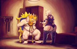  asgore_dreemurr bottomless breasts dominatrix drool empty_eyes femdom furry goat_girl hypnotic_orb large_breasts magic malesub non-human_feet nude open_mouth penis riding_crop topless toriel_dreemurr undertale wiess 