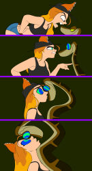 absurdres colorrings comic confused cowgirl disney femsub fox_girl jenny_(mariosonicfan) kaa kaa_eyes maledom original snake surprised the_jungle_book