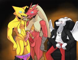 alakazam blaziken bottomless dazed dragon_boy drool erection french_kiss frottage furry glowing glowing_eyes handjob kissing male_only maledom malesub masturbation multiple_boys multiple_subs nintendo nude open_clothes open_mouth original penis pokemon precum spiral_eyes spit_trail sub_on_sub sweat symbol_in_eyes thepurplewolfguy tongue tongue_out topless yaoi
