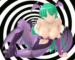  adder animated animated_eyes_only animated_gif breasts capcom cleavage danni68_(manipper) darkstalkers demon_girl femdom green_hair hypnotic_eyes kaa_eyes large_breasts long_hair looking_at_viewer manip monster_girl morrigan_aensland pov pov_sub succubus traditional wings 