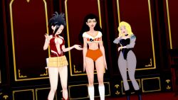  3d black_canary black_hair blonde_hair dc_comics femsub hooters justice_league_(series) justice_league_unlimited large_breasts momo_yaoyorozu my_hero_academia sonrio12 wonder_woman 