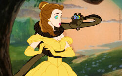 beauty_and_the_beast belle brown_hair clothed coils disney dress earrings femsub fitzoblong gloves hypnotic_eyes jewelry kaa kaa_eyes maledom open_mouth princess snake the_jungle_book