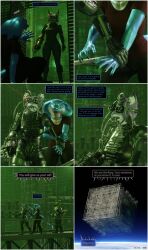  3d armor borg cat_girl comic complex_background drone dronification expressionless furry hivemind hypnotized_hypnotist laser_pointer lizard_boy mass_hypnosis prosthetic_limb scalie snake_girl speech_bubble star_trek tech_control text thalarynth_(manipper) thought_bubble wolf_boy 