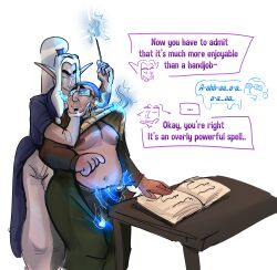 cum_in_clothing elf elf_ears eye_roll eyes_held_open gay glasses lololoshka lololowka magic magic_wand wet