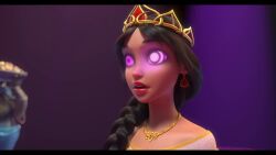  3d black_hair braid dress expressionless femdom femsub hypnotic_eyes kaa_eyes long_hair open_mouth ponytail princess rebellious ruslan_and_ludmila:_more_than_a_fairytale screenshot 