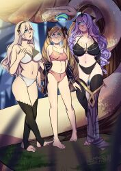  barefoot bikini blonde_hair blush breasts cameltoe camilla_(fire_emblem_fates) corrin_(fire_emblem) crown disney elise_(fire_emblem) evil_smile feet femsub fire_emblem fire_emblem_fates hair_ornament hair_ribbon happy_trance hypnotic_eyes jewelry jungle kaa kaa_eyes kneehighs lairreverenteboladepelos large_breasts long_hair maledom midriff multiple_girls multiple_subs navel nintendo open_mouth panties princess purple_hair ribbon small_breasts smile snake the_jungle_book thighhighs twintails underwear undressing very_long_hair 