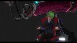 3d beam bow chair crossed_eyes cuffs custom_maid_3d_2 drool eye_roll green_hair hair_ornament heavy_eyelids nagisa_(yaaya_aya) open_mouth panties restrained school_uniform short_hair sitting skirt sleeping socks tech_control thighhighs underwear uni_(artist) video