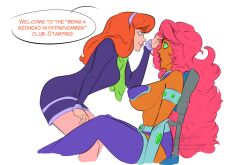 alien awmbh daphne_blake dc_comics femdom femsub green_eyes microchip orange_skin red_hair scooby-doo_(series) starfire super_hero tagme