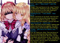 alice_margatroid blindfold blonde_hair caption caption_only consensual female_only femdom femsub hat long_hair manip marisa_kirisame mysticalgoddess_(manipper) open_mouth text touhou wholesome yellow_eyes yuri