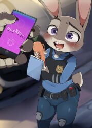 animal_ears bunny_girl cell_phone dagasi femsub furry hypnotic_app judy_hopps police_uniform policewoman tail tech_control zootopia