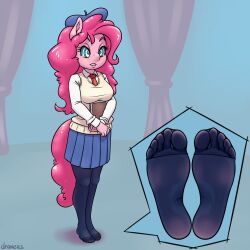  breasts clothed dazed draneas expressionless feet femsub foot_focus furry horse_girl large_breasts long_hair my_little_pony open_mouth pantyhose pink_hair pinkie_pie school_uniform skirt spiral_eyes symbol_in_eyes 