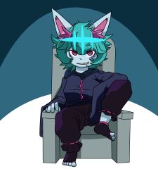  blush chair clothed control_indicator crown drool eye_color_change femsub glowing_eyes green_eyes green_hair league_of_legends maledom possession ruination shortstack sitting smile summer_shark vex_(league_of_legends) viego_(league_of_legends) yordle 