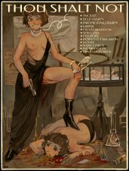 baby blood brown_eyes brown_hair diaper exposed_chest femsub gun nightmare_fuel politics smoking spiral_eyes text urination vichblen vomit