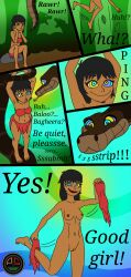  absurdres aged_up black_hair bottomless breasts coils comic dazed disney femsub genderswap happy_trance hypnotic_eyes kaa kaa_eyes maledom mowgli nipples nude open_mouth ordeper_arts pussy short_hair smile snake text the_jungle_book topless 