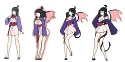 absurdres ace_attorney black_hair corruption db-palette demon_girl female_only maya_fey monster_girl red_eyes succubus tail tail_growth transformation wings