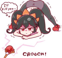  angry ashley_(warioware) aware black_hair blush body_control embarrassed humor jack-o_pose looking_at_viewer magic magic_wand nintendo pantyhose pov_dom sarachansuki shoes speech_bubble text twintails underwear unhappy_trance warioware white_background 
