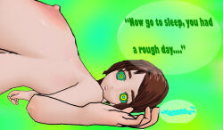  3d 3d_custom_girl breast_expansion breasts brown_hair dazed dialogue expressionless female_only femdom femsub holding_breasts huge_breasts hypnotic_eyes kaa_eyes large_breasts light_skin long_hair mari_(otherpics) nipples open_mouth original otherpics pov pov_dom sleep_command speech_bubble tagme text 