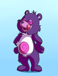 animals_only bear_boy bottomless care_bears furry glowing glowing_eyes hypnotic_eyes maledom myoti nude open_mouth tongue tongue_out topless western