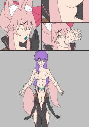 absorption alternate_form assimilation bb_(fate/extra_ccc) blue_eyes breasts closed_eyes comic eye_color_change fate/extra_ccc fate/grand_order fate_(series) femsub fox_ears fox_girl fox_tail gloves goddess grey_background justlooking727 koyanskaya large_breasts maledom midriff multicolored_eyes navel pink_eyes pink_hair possession purple_hair ritsuka_fujimaru_(male) simple_background slime transformation very_long_hair yellow_eyes