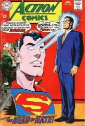 black_hair clark_kent dc_comics expressionless hypnotic_beam mad_scientist male_only maledom malesub standing standing_at_attention suit super_hero superman superman_(series) text white_hair