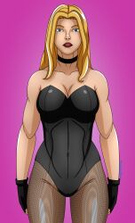 absurdres black_canary blonde_hair blue_eyes breasts choker cleavage corruption dc_comics empty_eyes female_only femsub fishnets happy_trance large_breasts long_hair megaguardain super_hero western