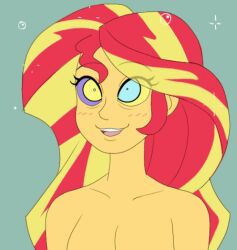  animated animated_gif blonde_hair blush bottomless breasts equestria_girls female_only femsub happy_trance kaa_eyes multicolored_hair my_little_pony nude open_mouth plsgts red_hair smile sunset_shimmer topless very_long_hair 