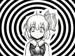  animated animated_gif breasts greyscale peso rumia short_hair spiral sweat touhou 