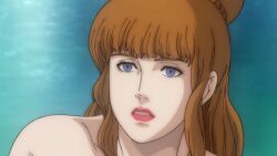  bikini boots breast_press breasts brown_hair catalepsy drugged drugs empty_eyes expressionless femsub hypnotic_paralysis injection large_breasts legs long_hair screenshot sitting space_adventure_cobra standing swimsuit syringe thighs thong water 