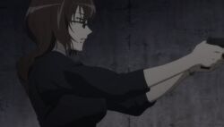 code:breaker empty_eyes enemy_conversion expressionless glasses gun miyuki_kanda screenshot tagme teacher